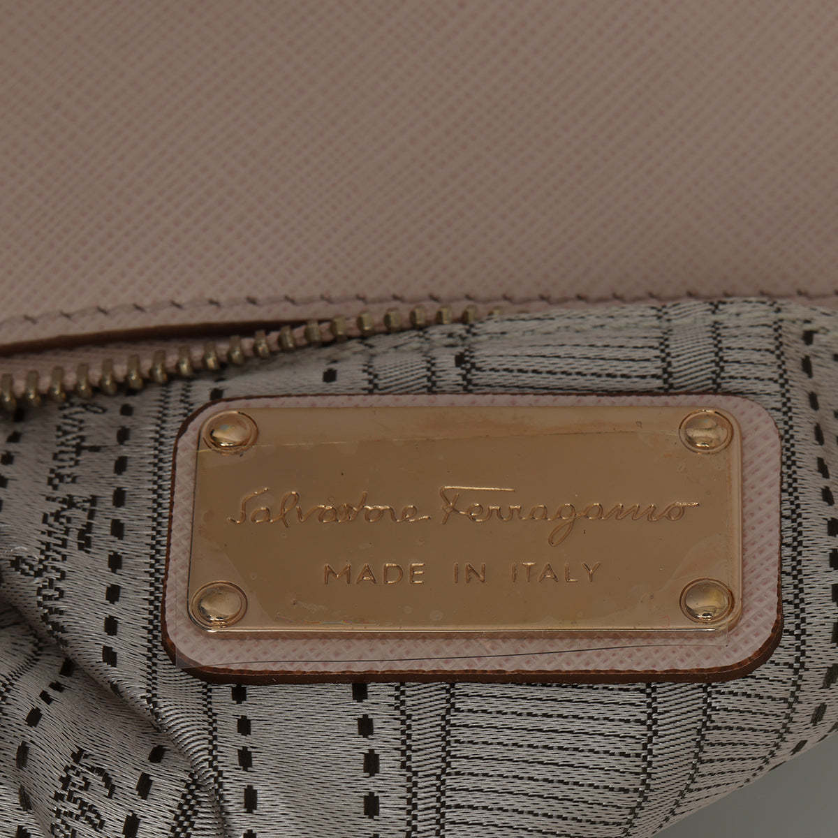 Pink Saffiano Leather Gancini Shoulder Bag