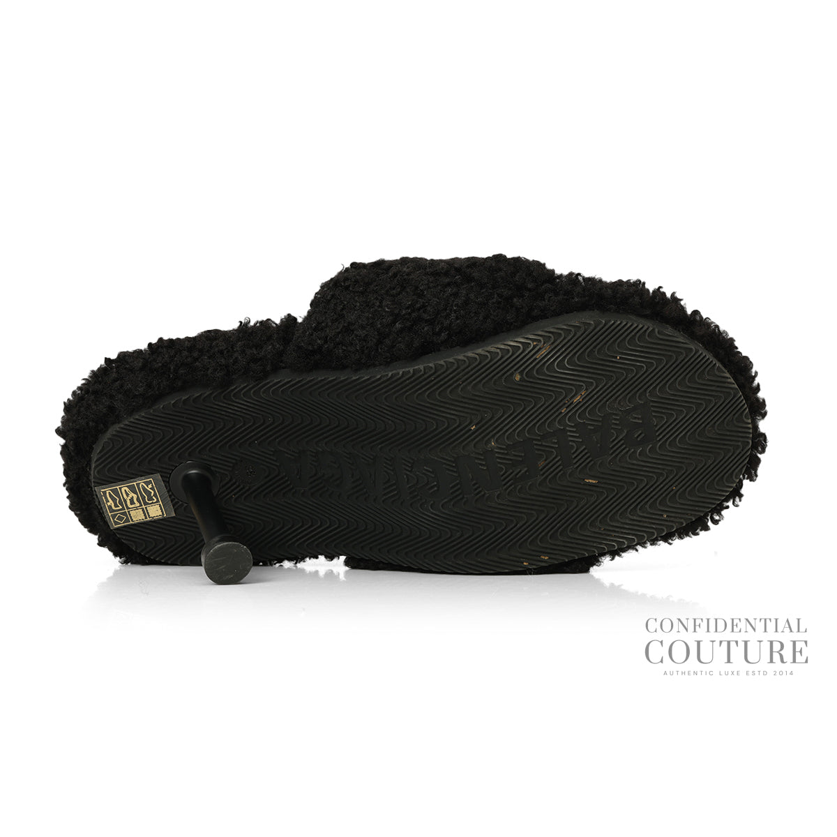 Black Furry Heeled Sandals EU 38 | UK 5 | US 8
