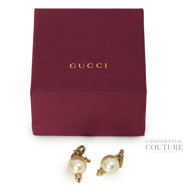 Interlocking G Faux Pearl & Crystal Earrings