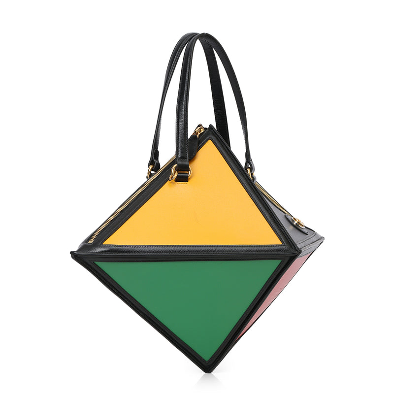 Geometrica Leather Top Handle Bag One Size