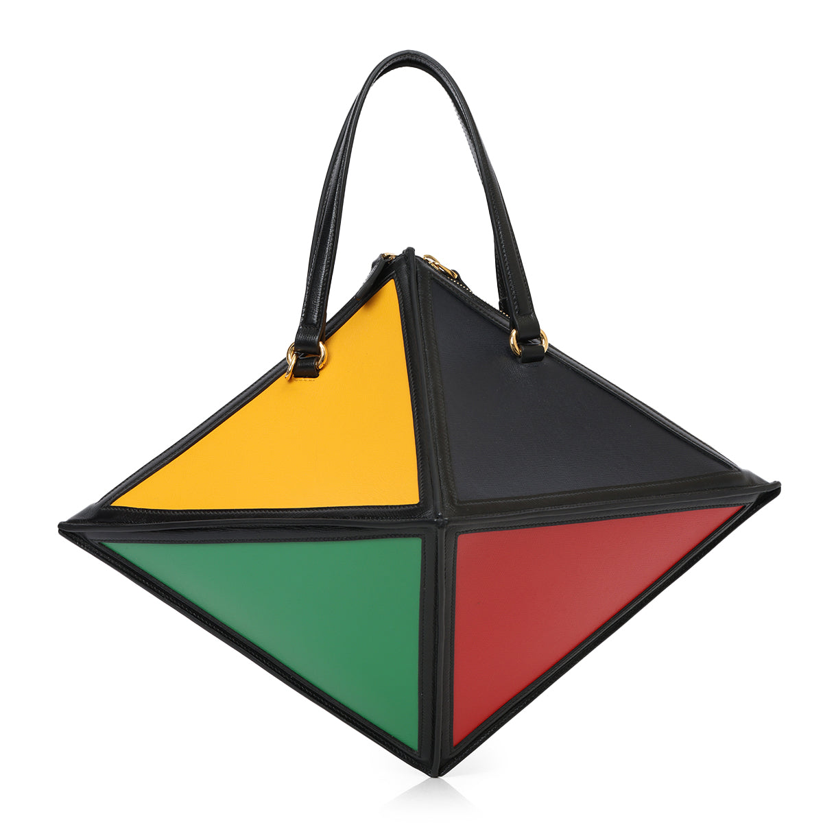 Geometrica Leather Top Handle Bag One Size