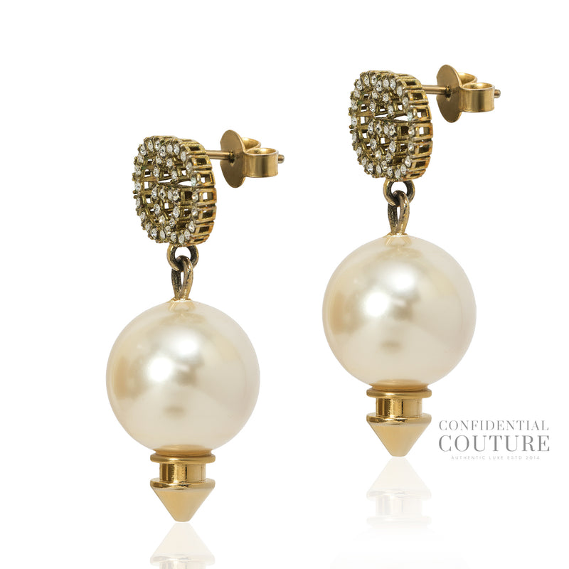 Interlocking G Faux Pearl & Crystal Earrings