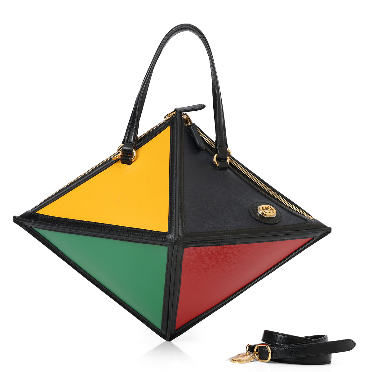 Geometrica Leather Top Handle Bag One Size