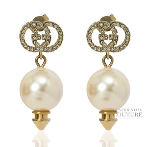 Interlocking G Faux Pearl & Crystal Earrings