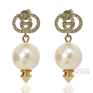 Interlocking G Faux Pearl & Crystal Earrings