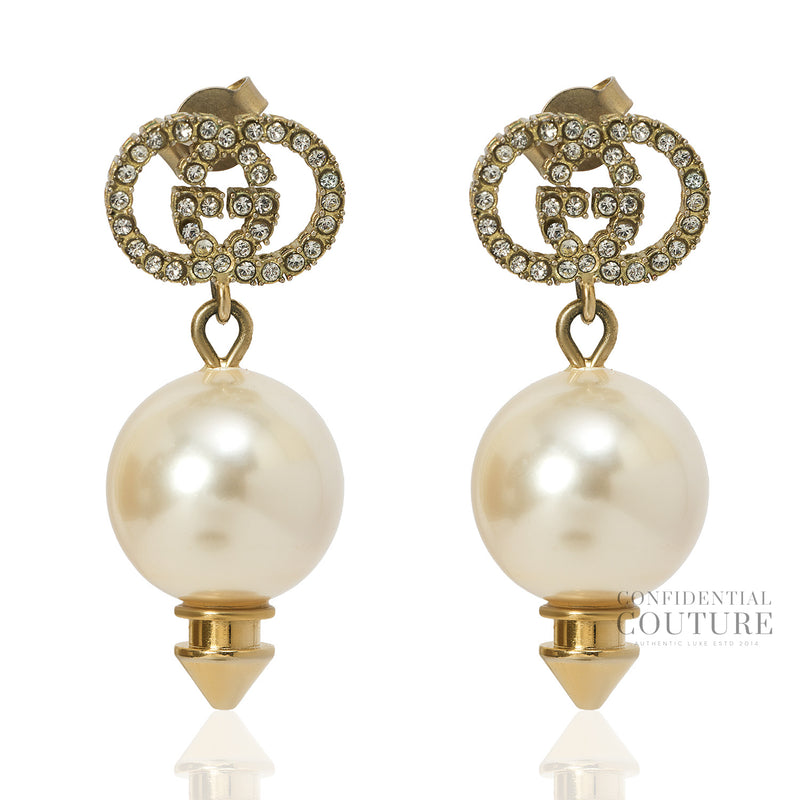Interlocking G Faux Pearl & Crystal Earrings