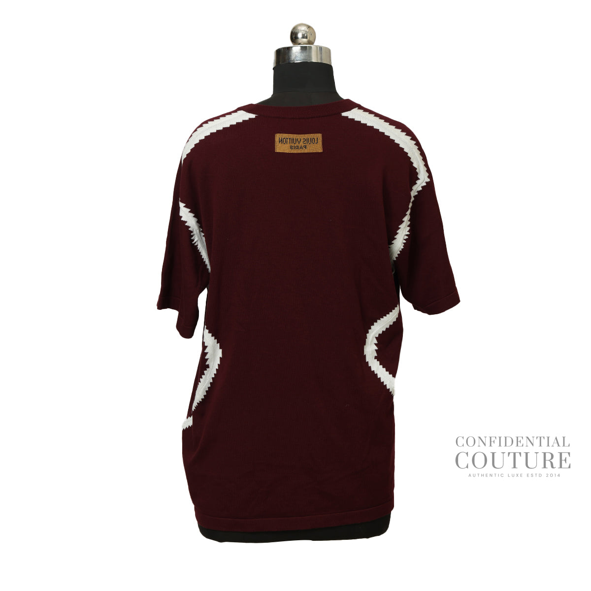 Burgundy Intarsia Cotton Knit Crew Neck T-Shirt XL | US 36 | IT 54 | UK 36