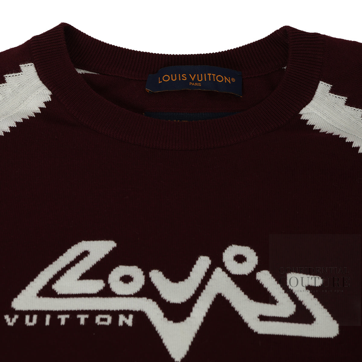 Burgundy Intarsia Cotton Knit Crew Neck T-Shirt XL | US 36 | IT 54 | UK 36