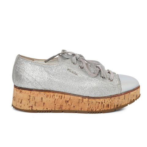 Sport Women's Metallic Cap Toe Cork Platform Sneakers Size: 37.5