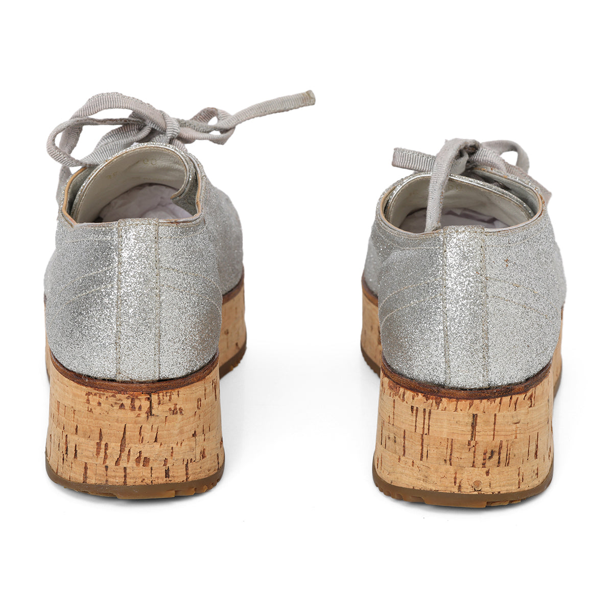 Sport Women's Metallic Cap Toe Cork Platform Sneakers Size: 37.5
