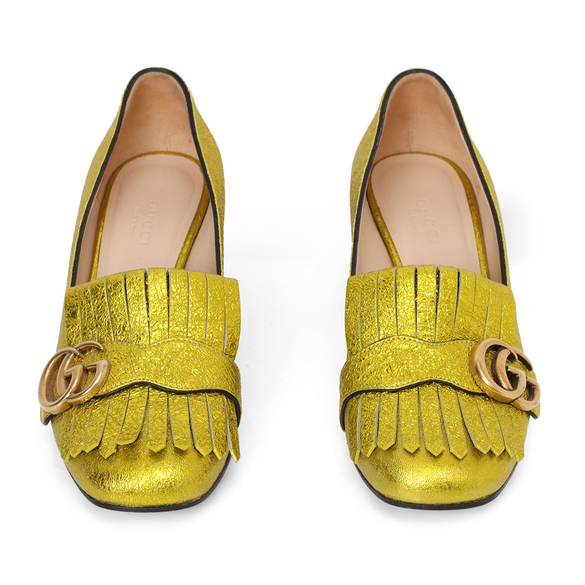 Mimosa Textured Leather Marmont Heel Loafers-Size-36