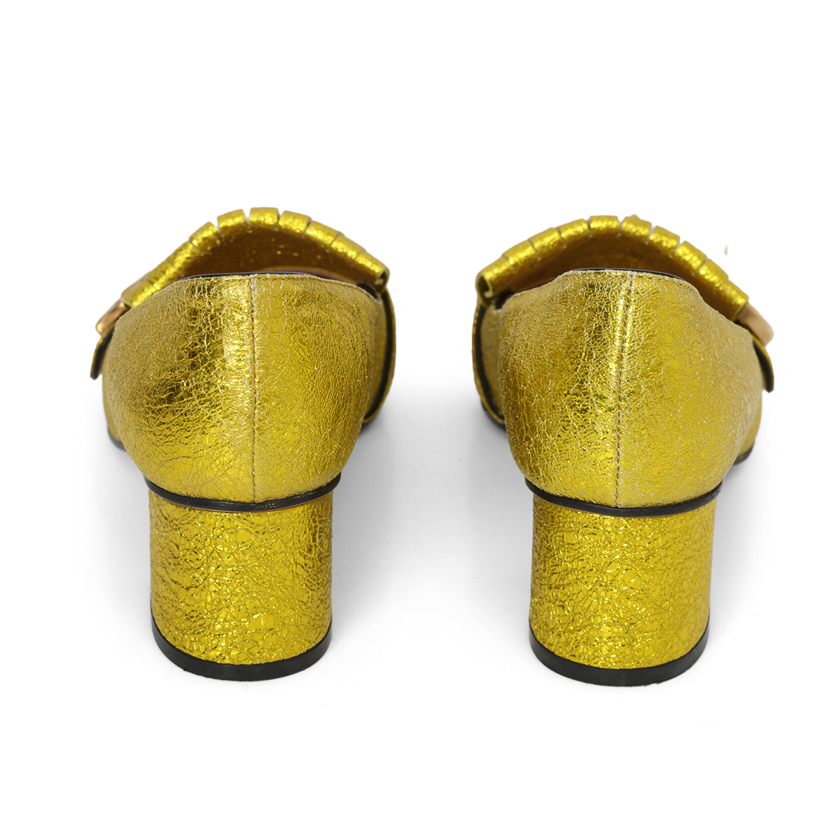 Mimosa Textured Leather Marmont Heel Loafers-Size-36