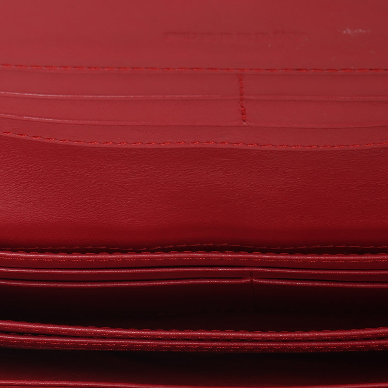 Red Patent Leather House Check Continental Flap Wallet