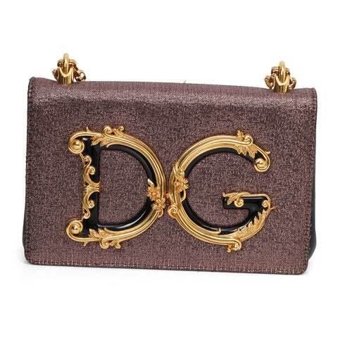 DG Girls Baroque Logo Metallic  Crossbody Bag
