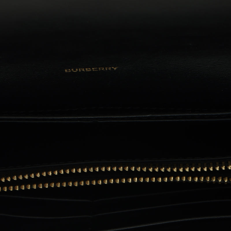 Black Leather & House Check Canvas Hannah Envelope Wallet