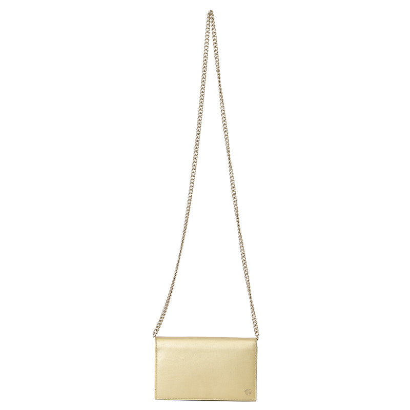 Gucci Gold Betty Leather Wallet On Chain
