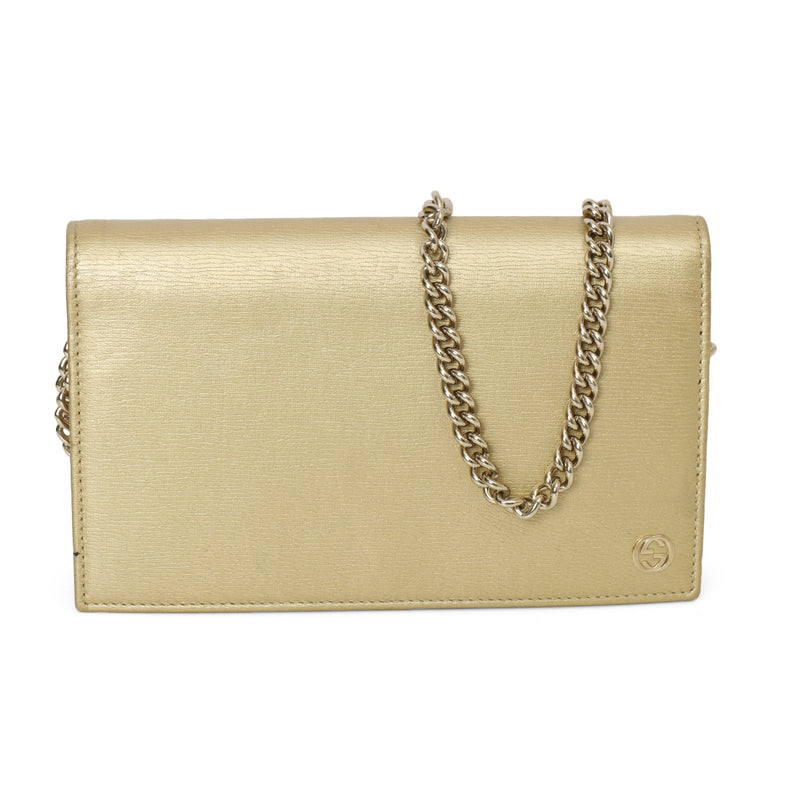 Women gucci gold betty leather wallet on chain price