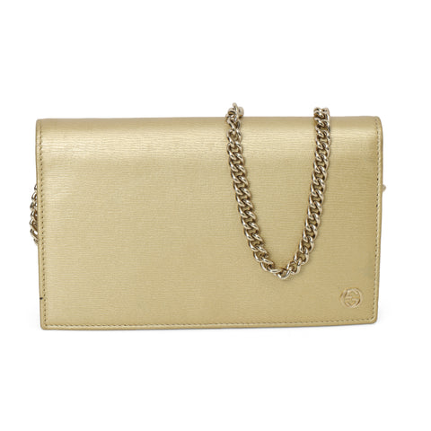 Gold Betty Leather Wallet On Chain