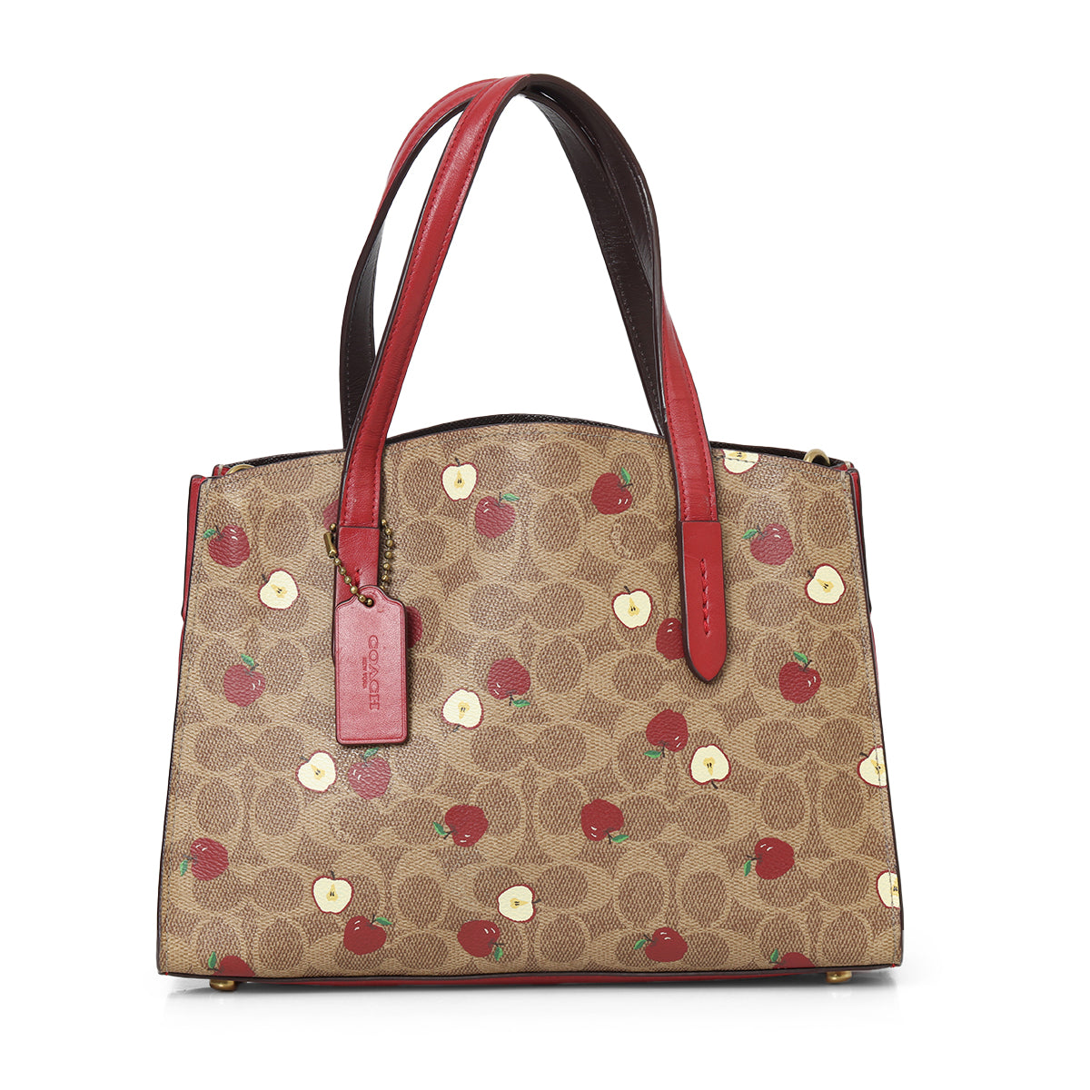 Apple Print Brown & Maroon Shoulder Bag with Detachable Strap