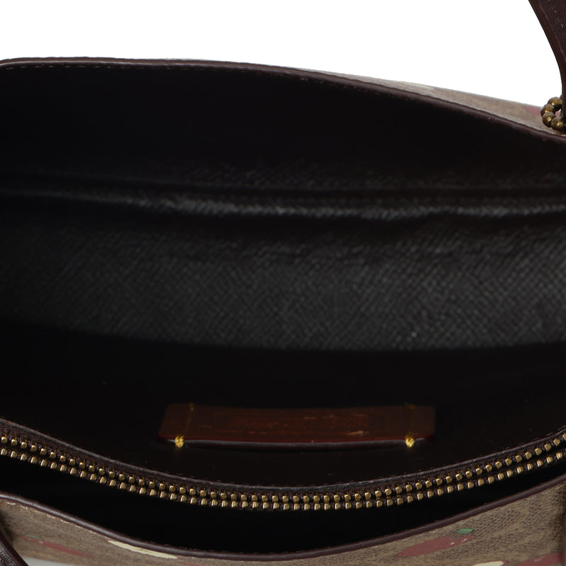 Apple Print Brown & Maroon Shoulder Bag with Detachable Strap