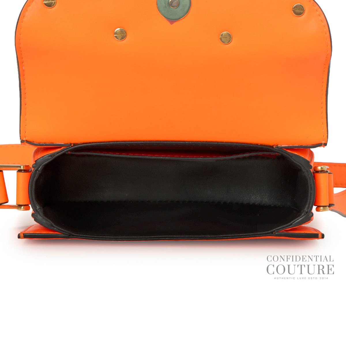 Neon Orange Leather Small Supervee Crossbody Bag