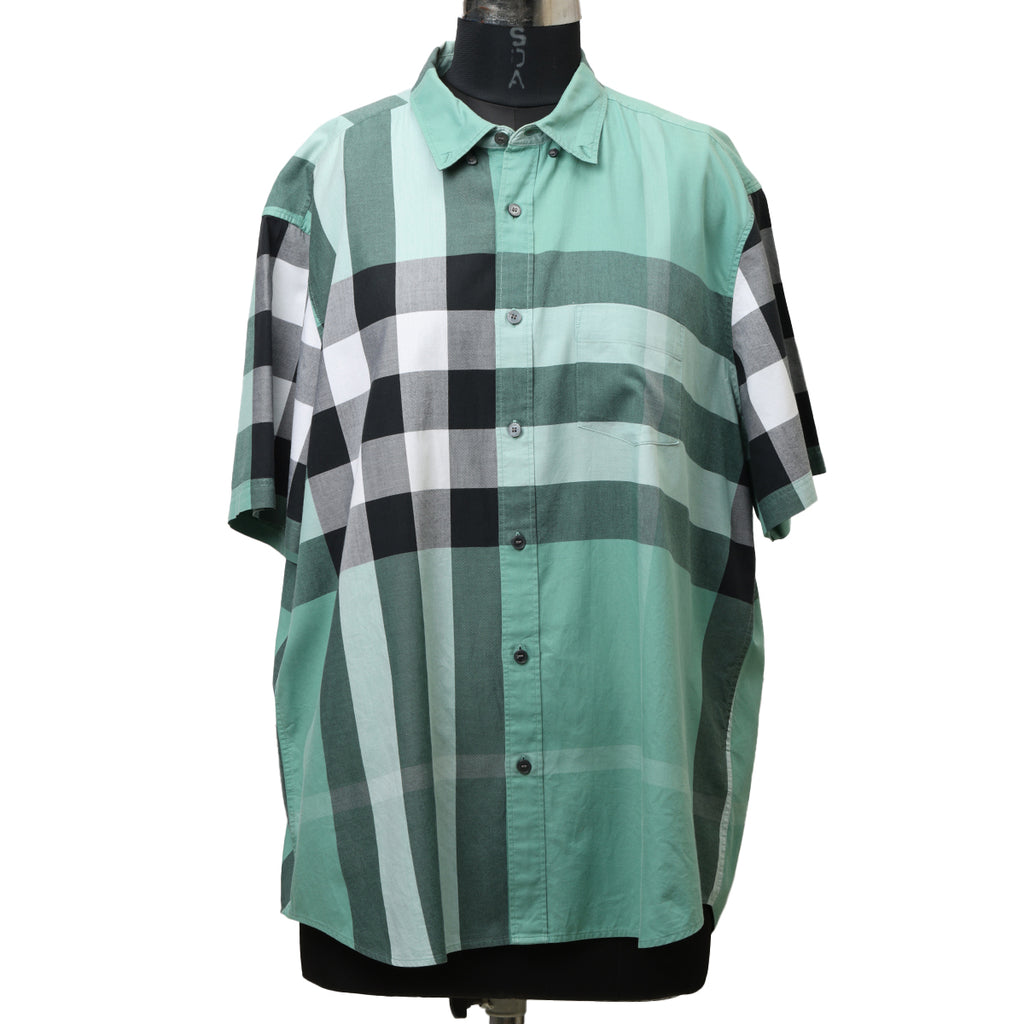 Shop Pre‑Owned Burberry Brit Bi‑Color Shirt Green XXXL
