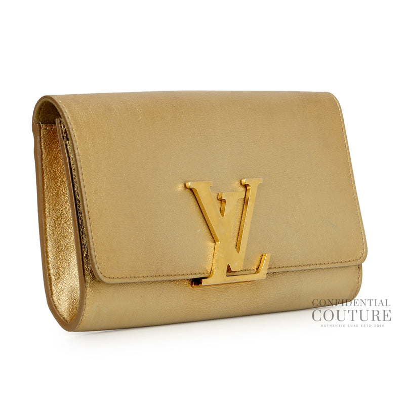 Pre-loved Louis Vuitton Gold Leather Louise Clutch