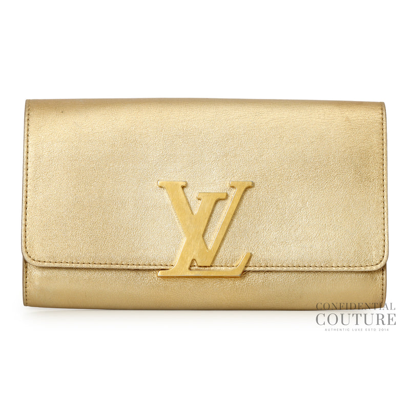 Louis Vuitton Gold Leather Louise Clutch