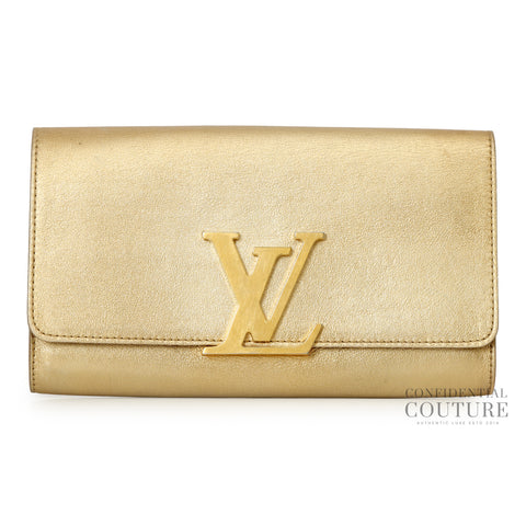 Gold Leather Louise Clutch