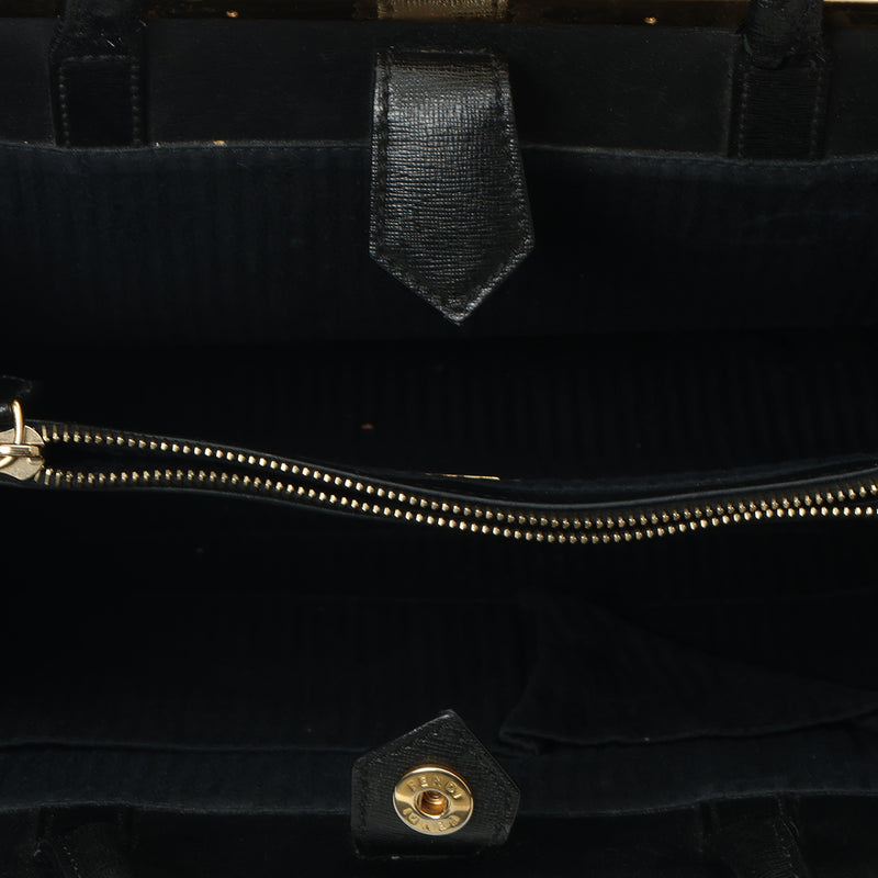 Women's pre loved Fendi Black Saffiano Leather 2Jours Medium Tote