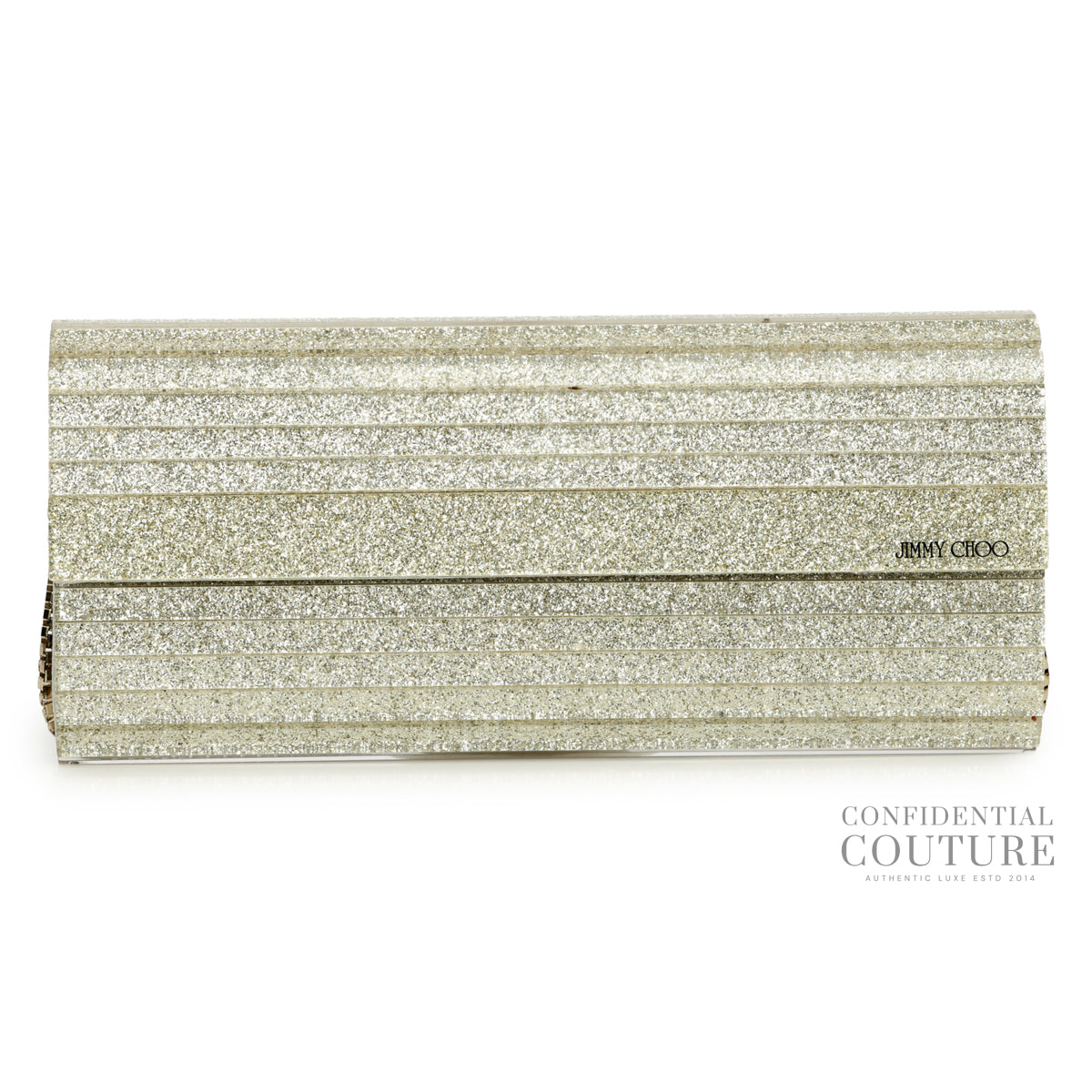Silver Sweetie Glitter Clutch with Detachable Strap