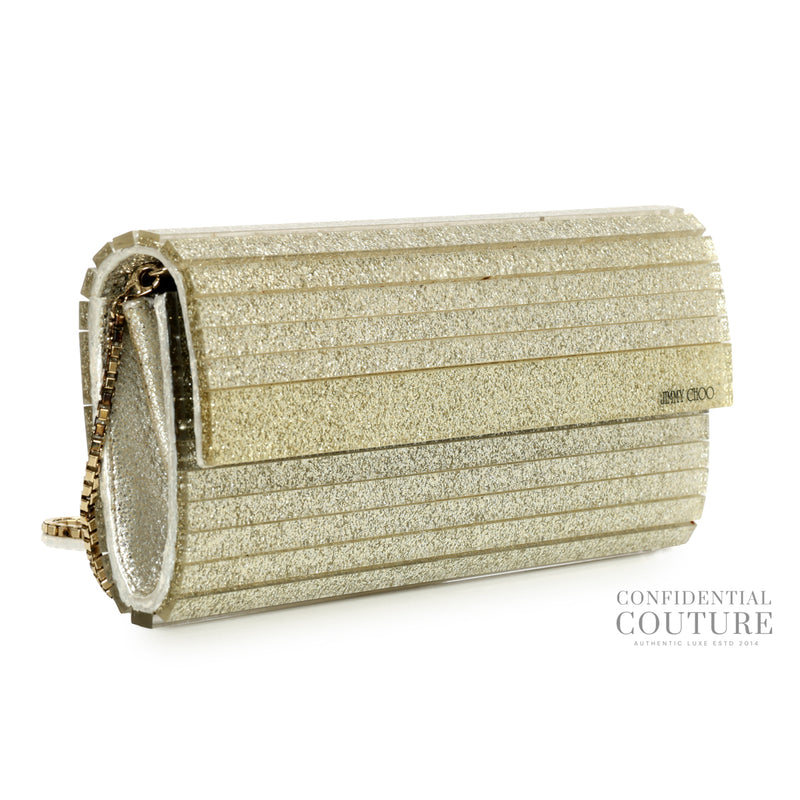 Jimmy Choo Silver Glitter Clutch