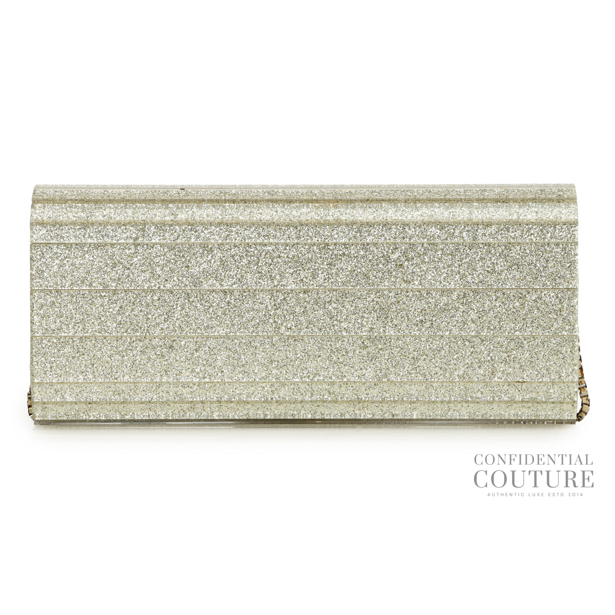 Silver Sweetie Glitter Clutch with Detachable Strap