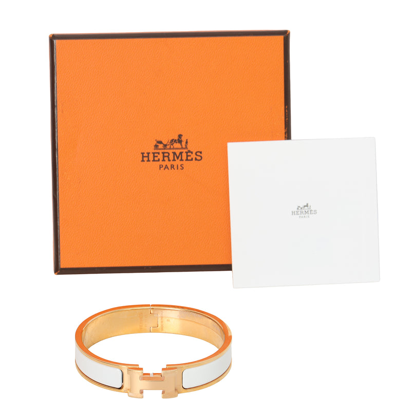 Blanc Enamel Clic H Bracelet PM