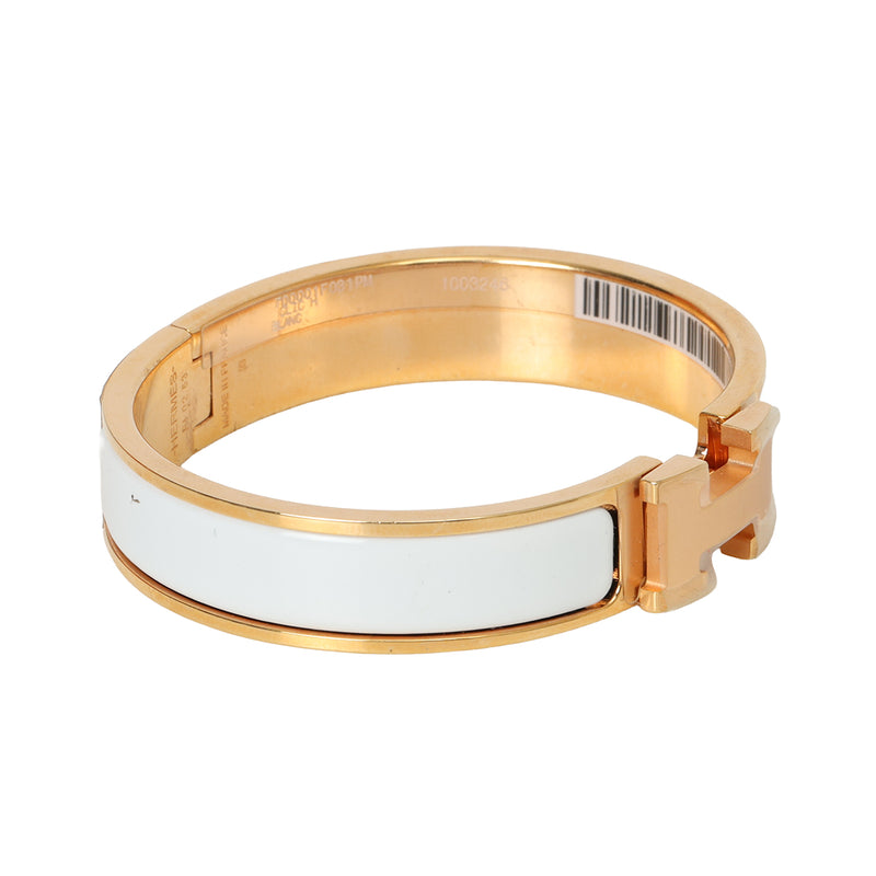 Blanc Enamel Clic H Bracelet PM
