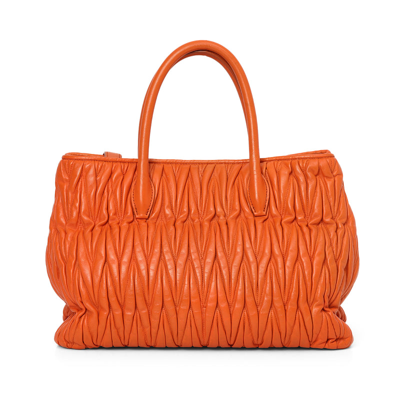 Matelassé Orange Leather Tote