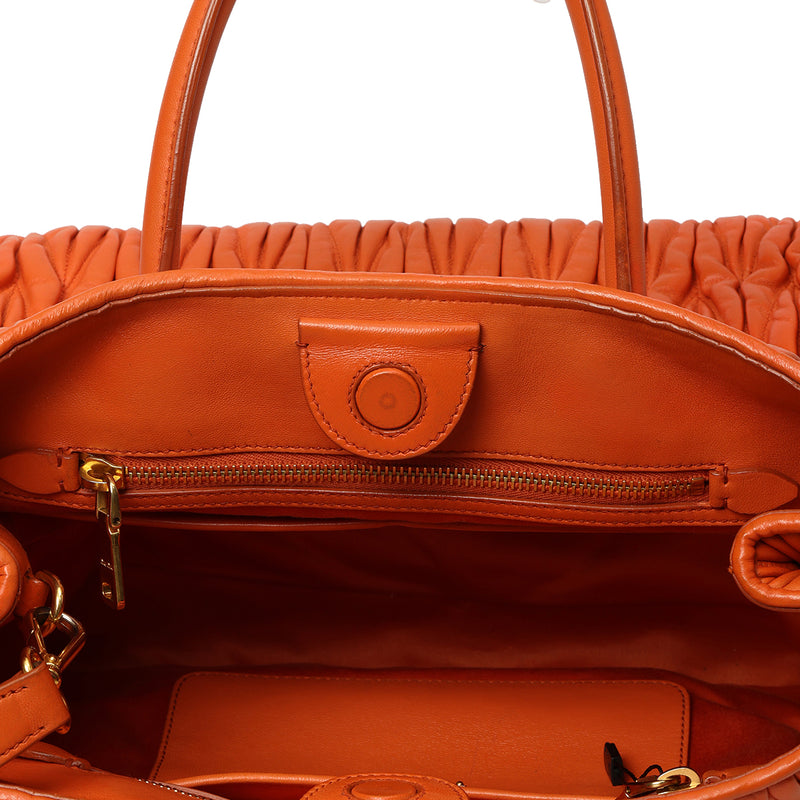 Matelassé Orange Leather Tote