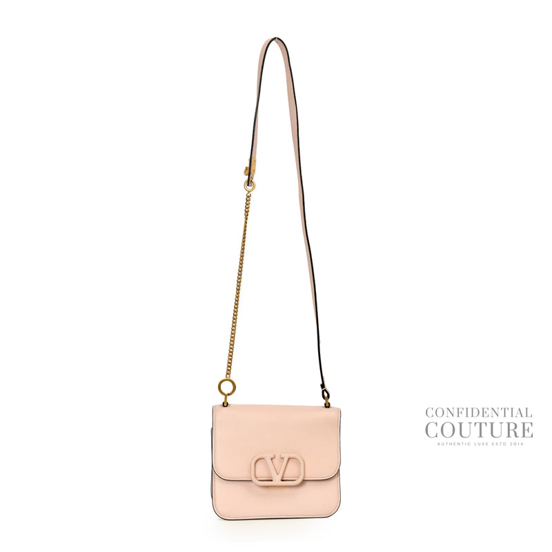 Valentino Pink Small Vsling Grainy Leather Shoulder Bag