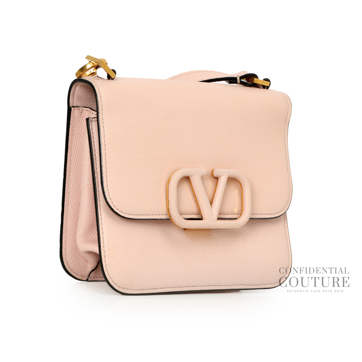 Pink Small Vsling Grainy Leather Shoulder Bag