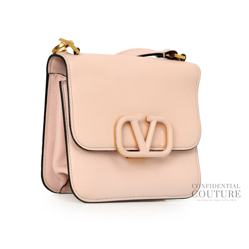 Pre-loved Valentino Pink Small Vsling Grainy Leather Shoulder Bag