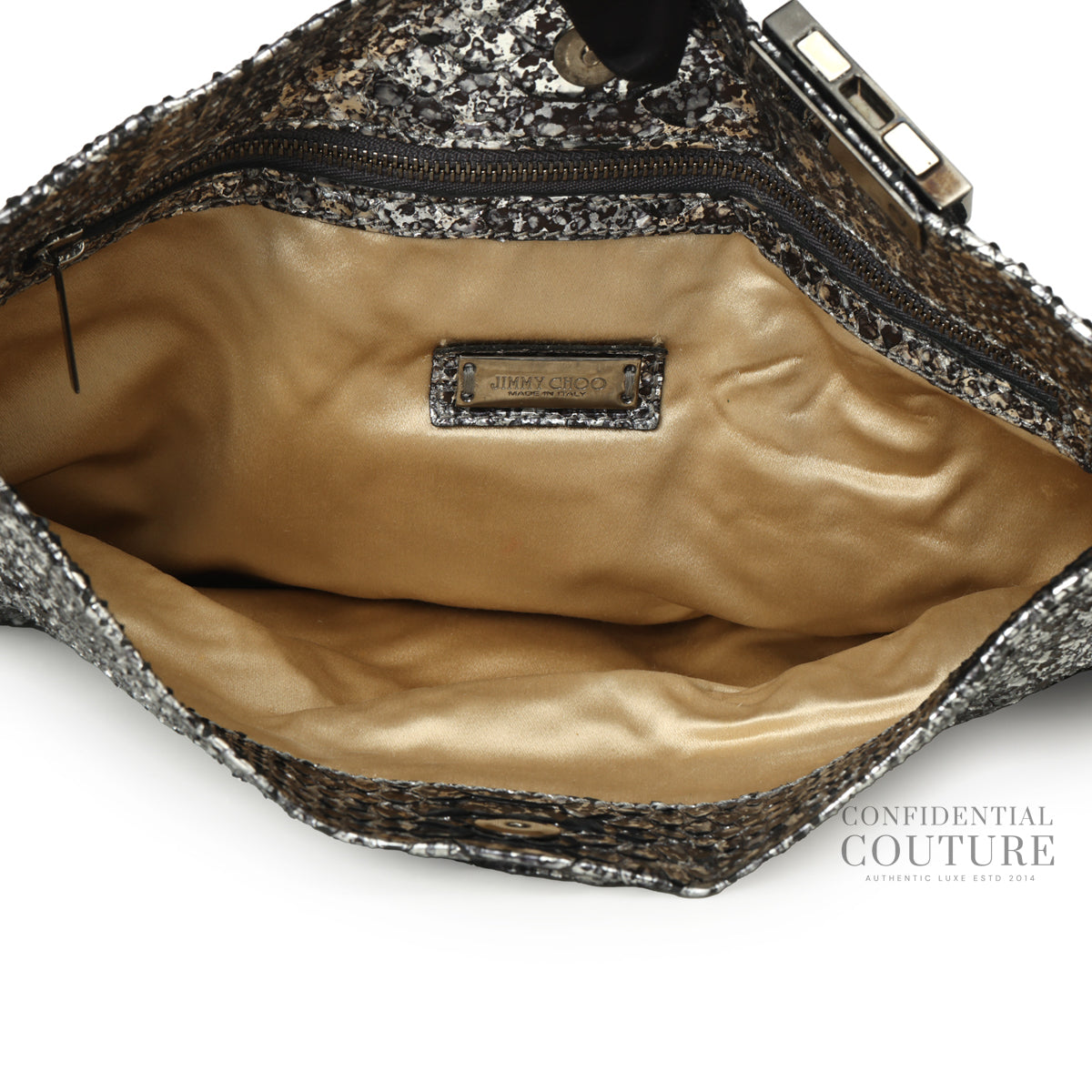 Silver/Black Python Zandra Clutch