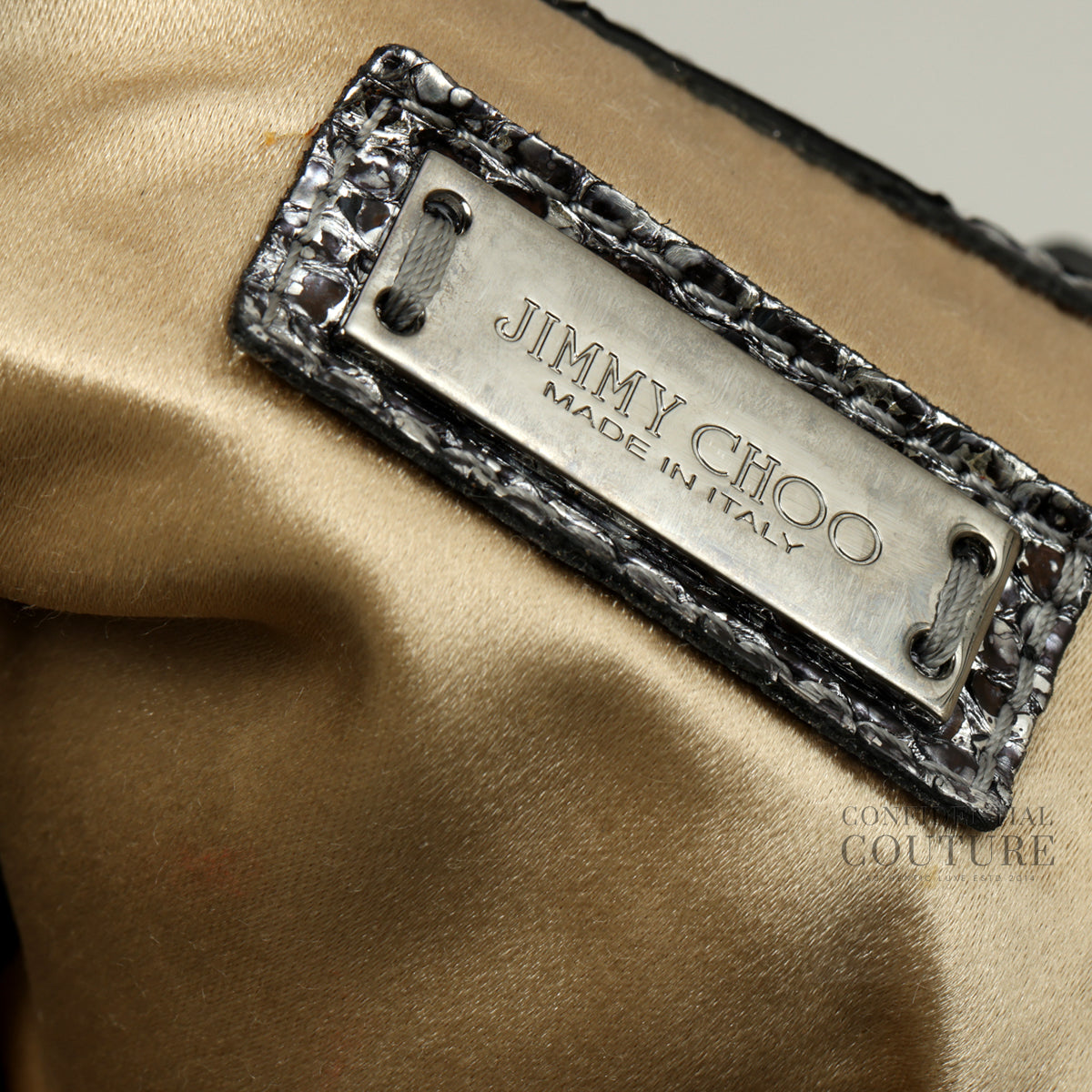 Silver/Black Python Zandra Clutch