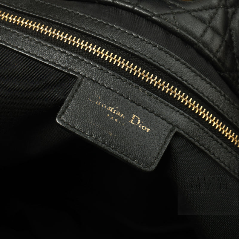 Black Cannage Quilted Lambskin Medium Soft Tote Bag