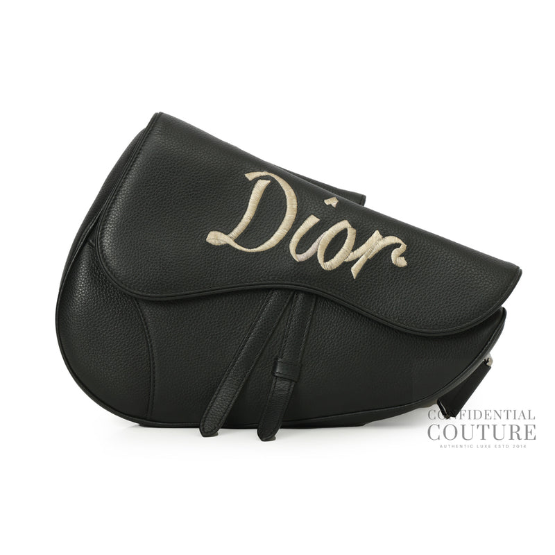 Secondhand Christian Dior Saddle Messenger Shoulder Crossbody Bag Black