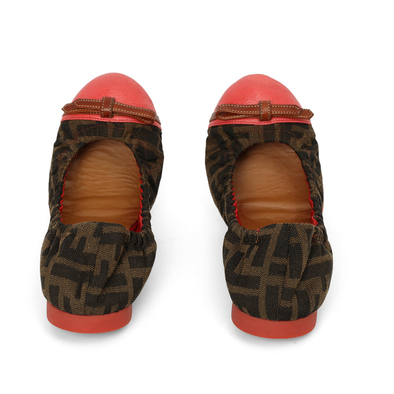 Monogram And Red Ballet Flats Size: 37