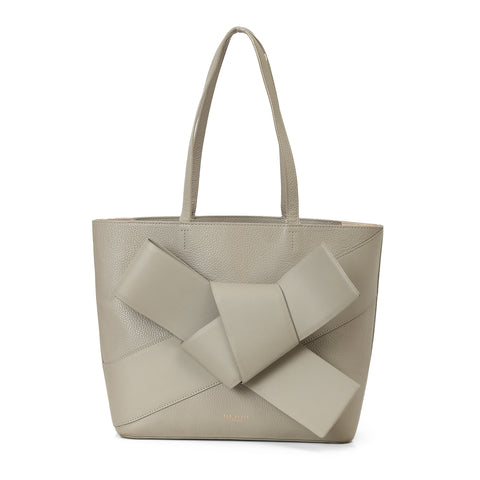 Colourblocked PU Shopper Tote Bag with Bow Detail One Size