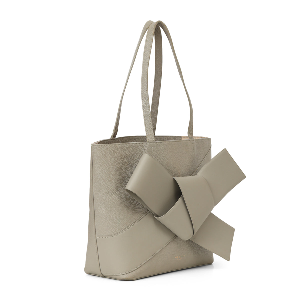 Colourblocked PU Shopper Tote Bag with Bow Detail One Size