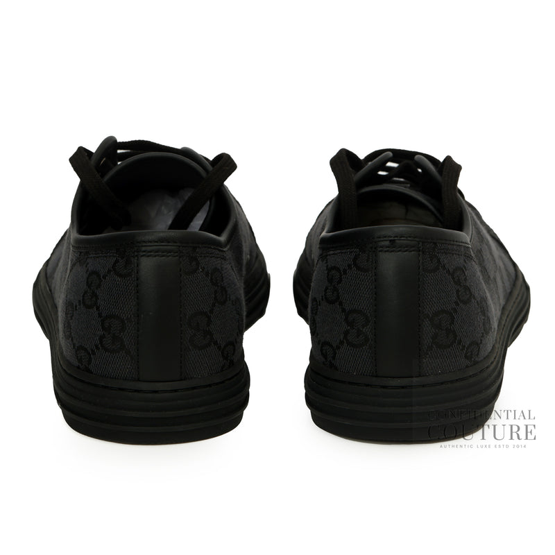 second hand Gucci GG Canvas Cap Toe Black Leather Low Top Sneakers | 9.5 | EU 43.5 | US 10