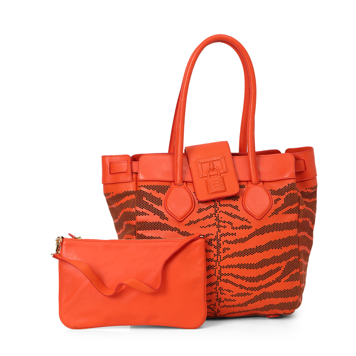 Orange Aand Black Perforated Tote One Size
