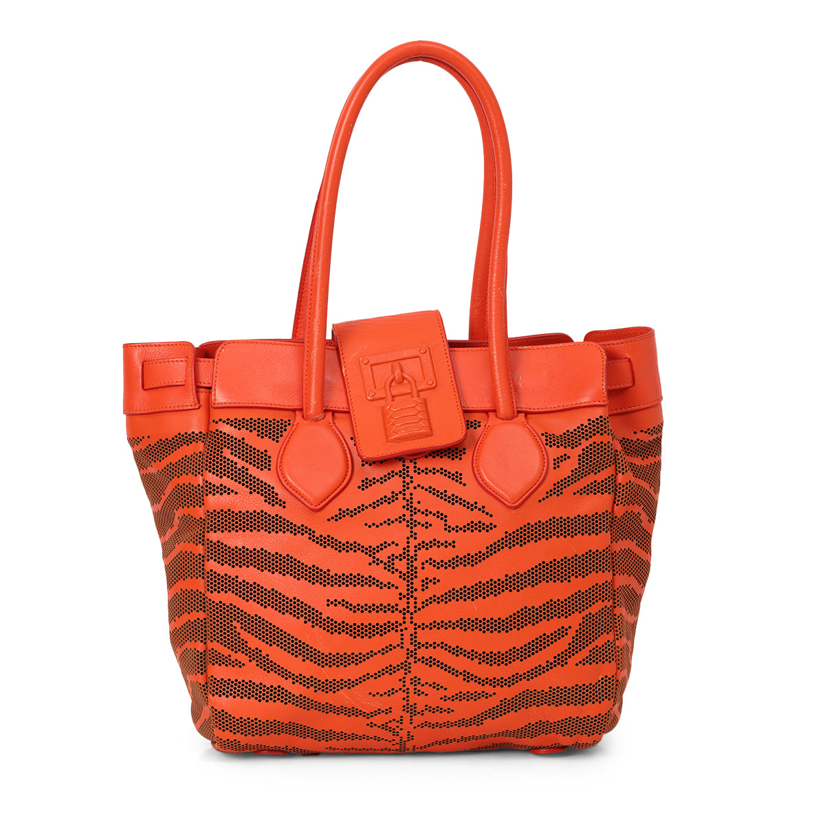 Orange Aand Black Perforated Tote One Size